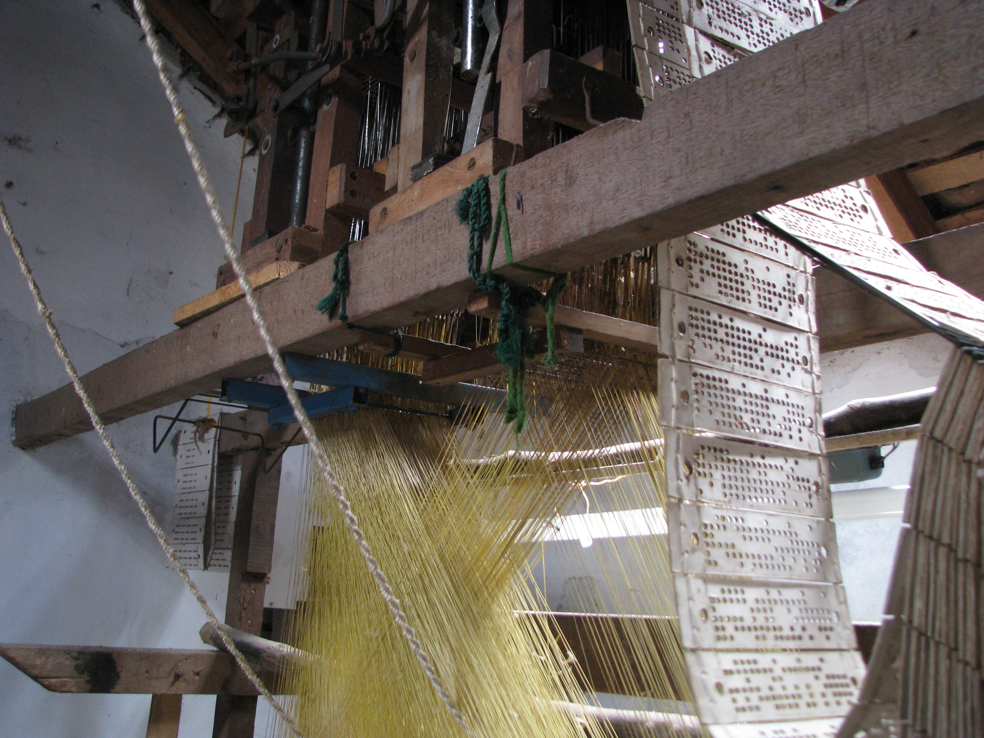 Complicated hand-loom used for silk weaving in Tamil Nadu